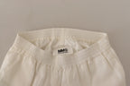White High Waist Cropped Women Trouser Pants