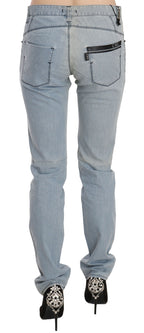 Hellblaue Skinny Jeans mit mittlerer Bundhöhe