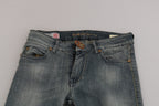 Blaue Jeans im Used-Look, niedriger Bund, schmale Passform, Skinny Denim, lässig