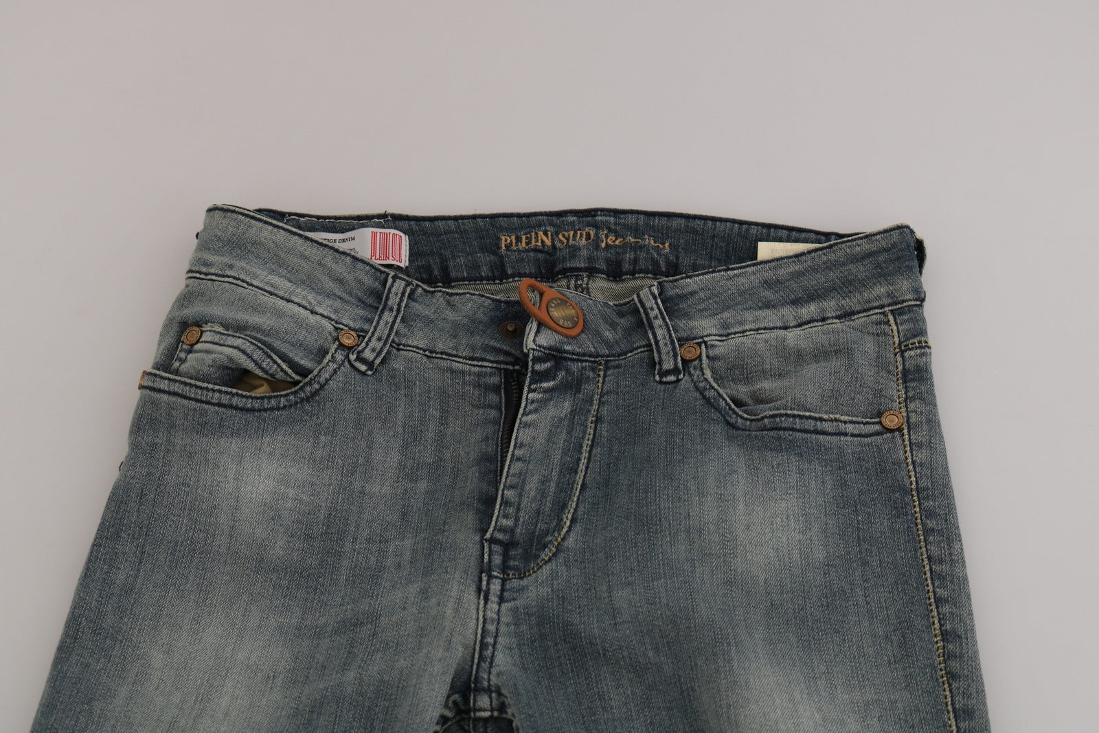 Blaue Jeans im Used-Look, niedriger Bund, schmale Passform, Skinny Denim, lässig