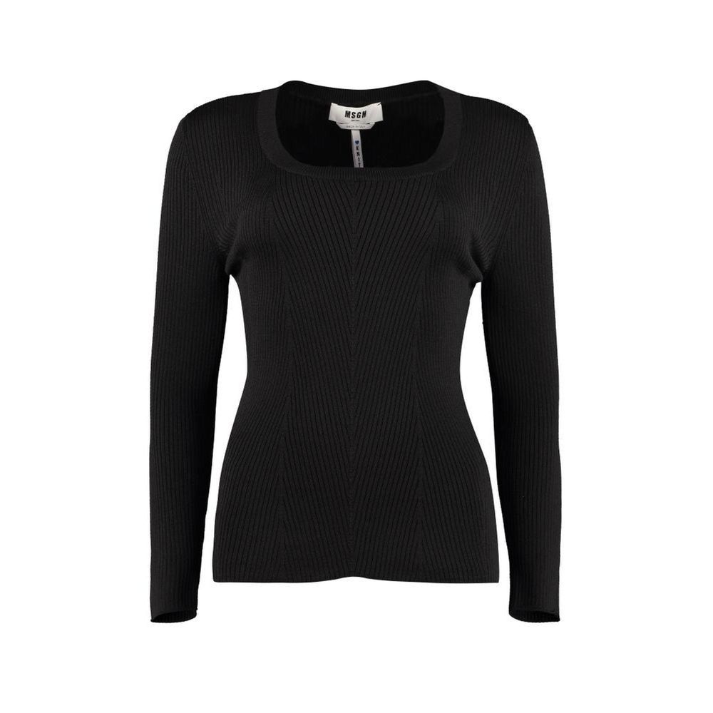 Sweatshirt aus schwarzer Baumwolle, Wolle und Polyamid