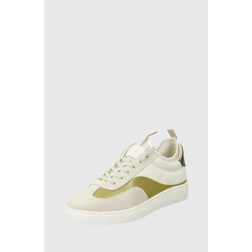 Beige Leder-Low-Top-Sneaker