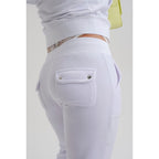 White Polyester Casual Pants