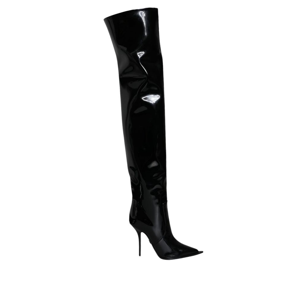 Schwarzes Overknee-Leder