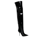 Schwarzes Overknee-Leder