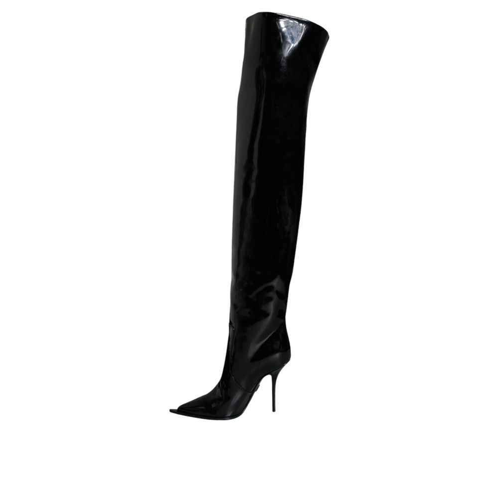 Schwarzes Overknee-Leder