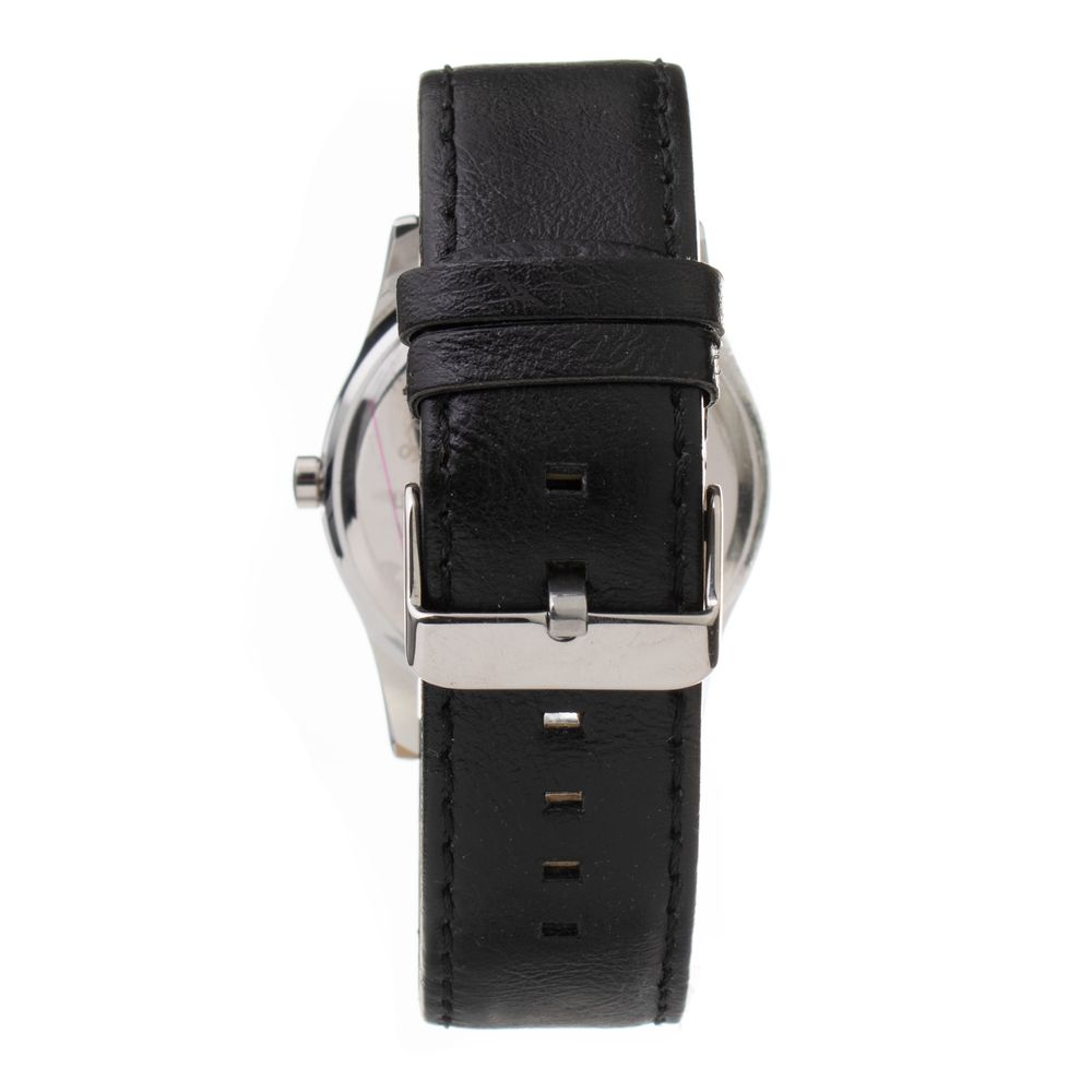 Schwarze Leder-Armbanduhr