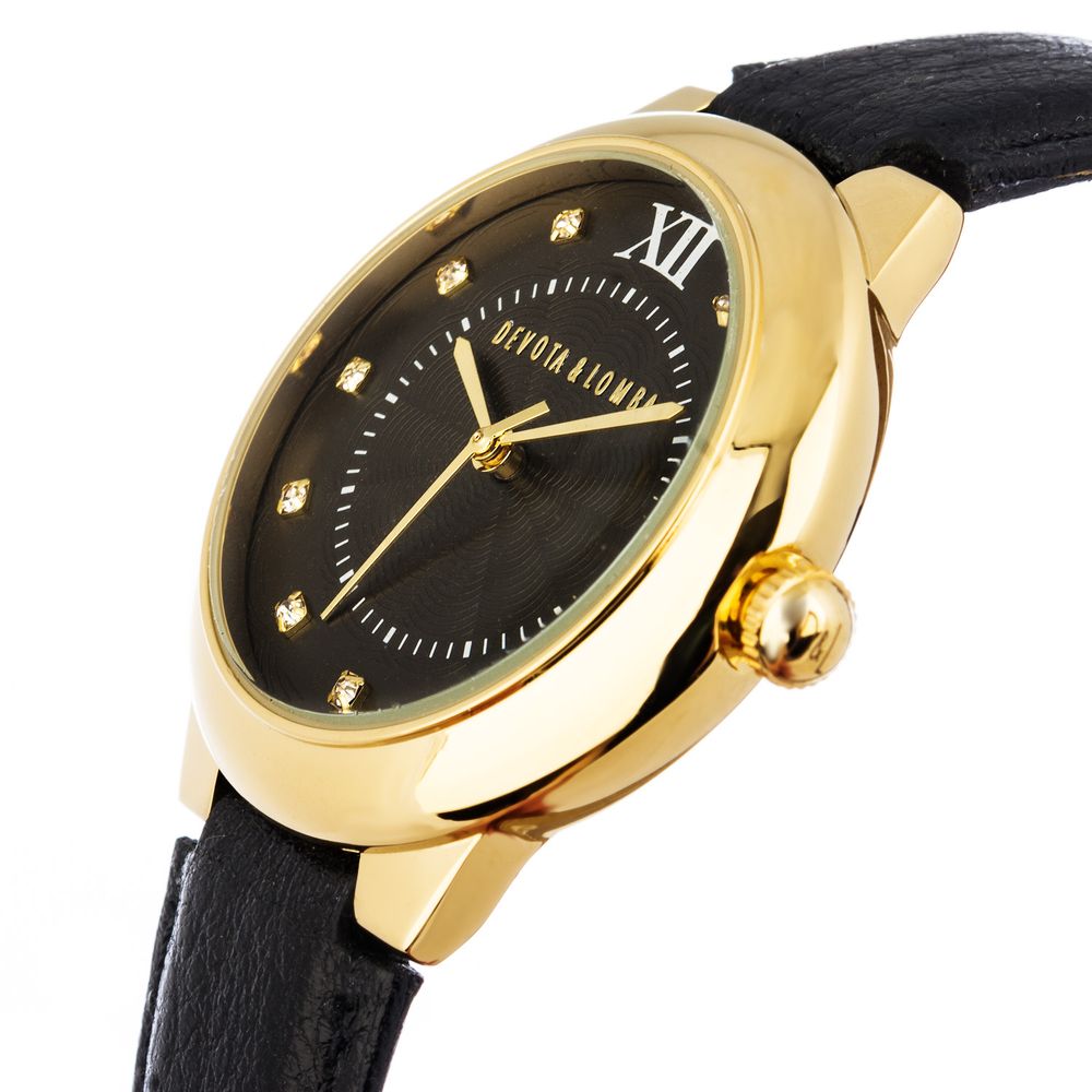 Uhr mit schwarzem Lederarmband