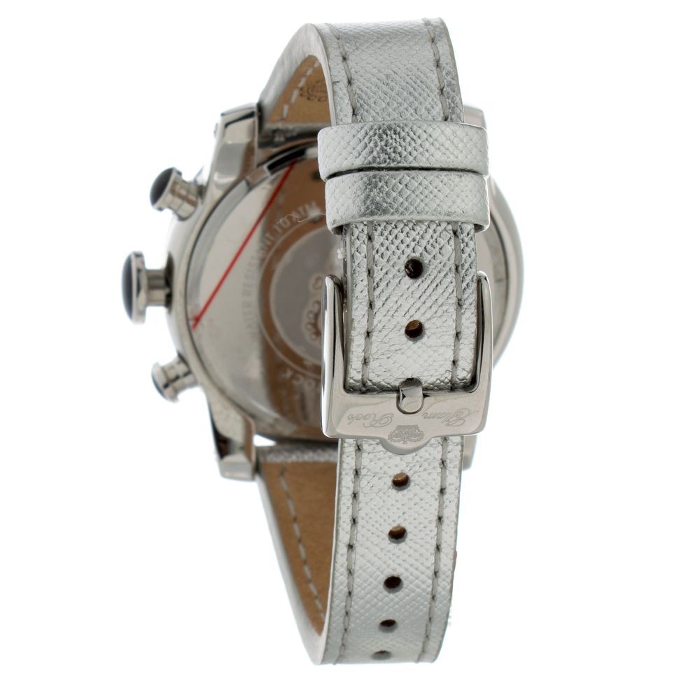 Silberne Lederarmbanduhr