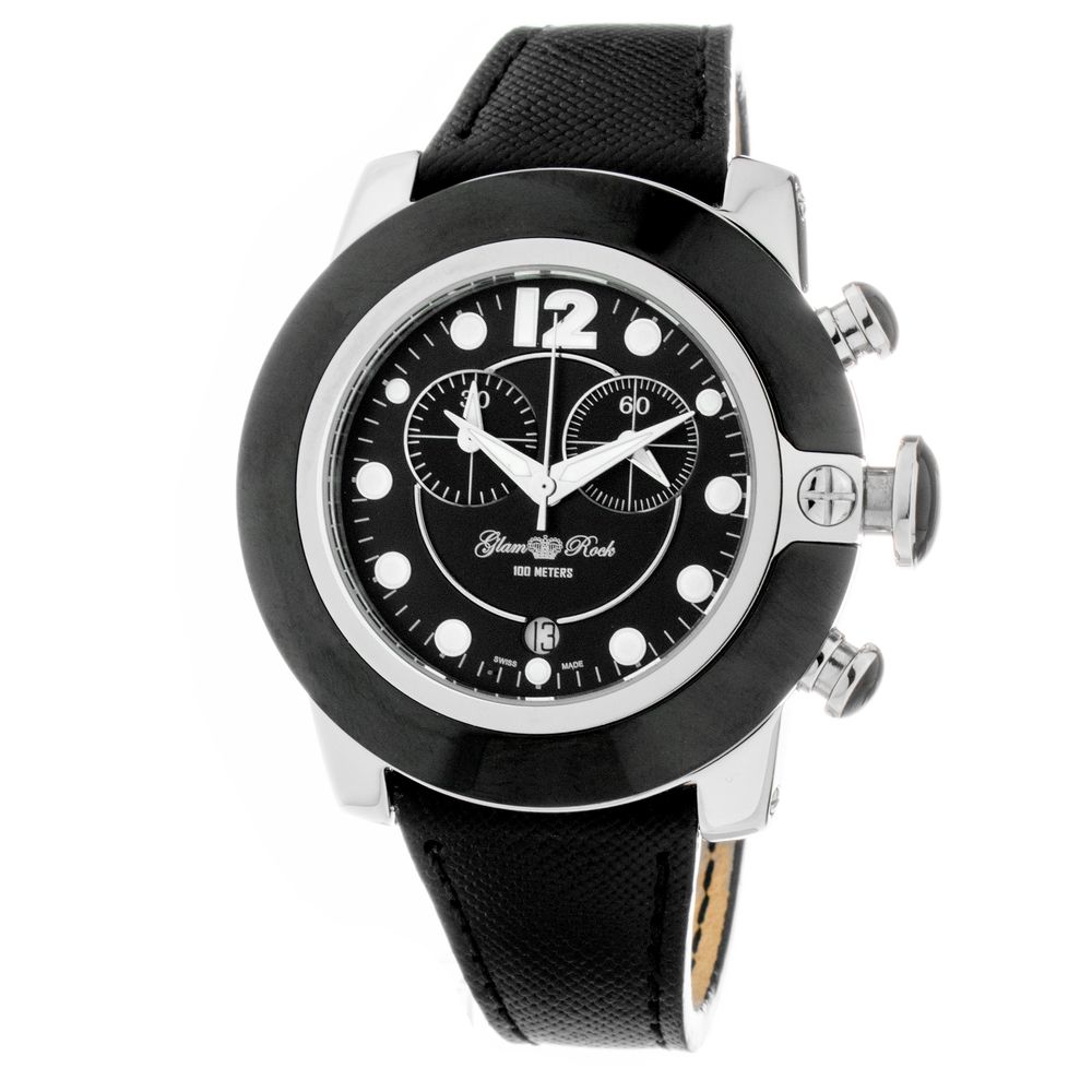 Armbanduhr aus schwarzem Leder