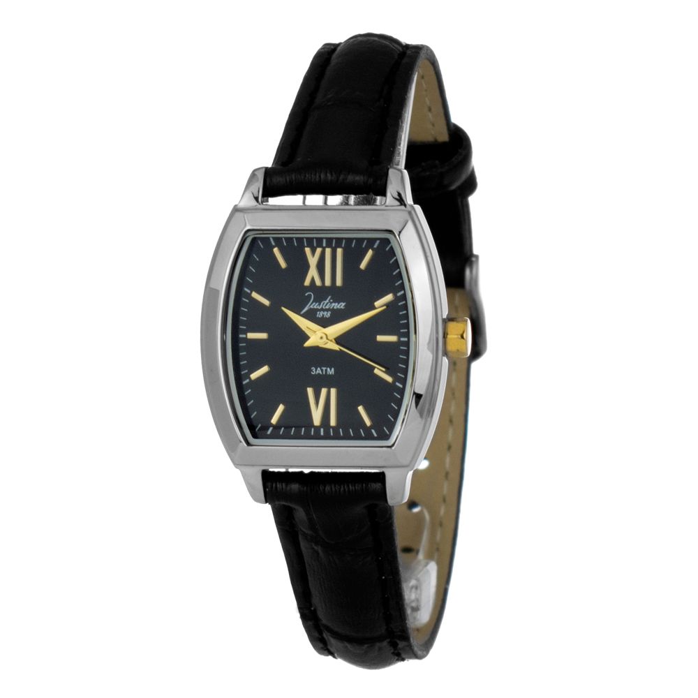 Schwarze Leder-Armbanduhr