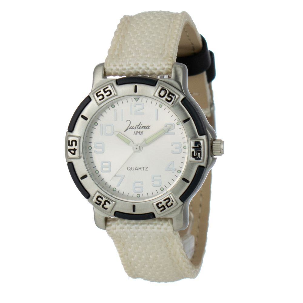 Beige Lederarmbanduhr