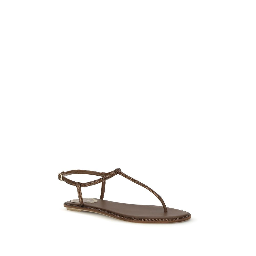 Braune Satin-Sandalen