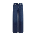 Blue Cotton Straight-Leg Jeans