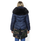 Blue Poly Parka with Hood for Women