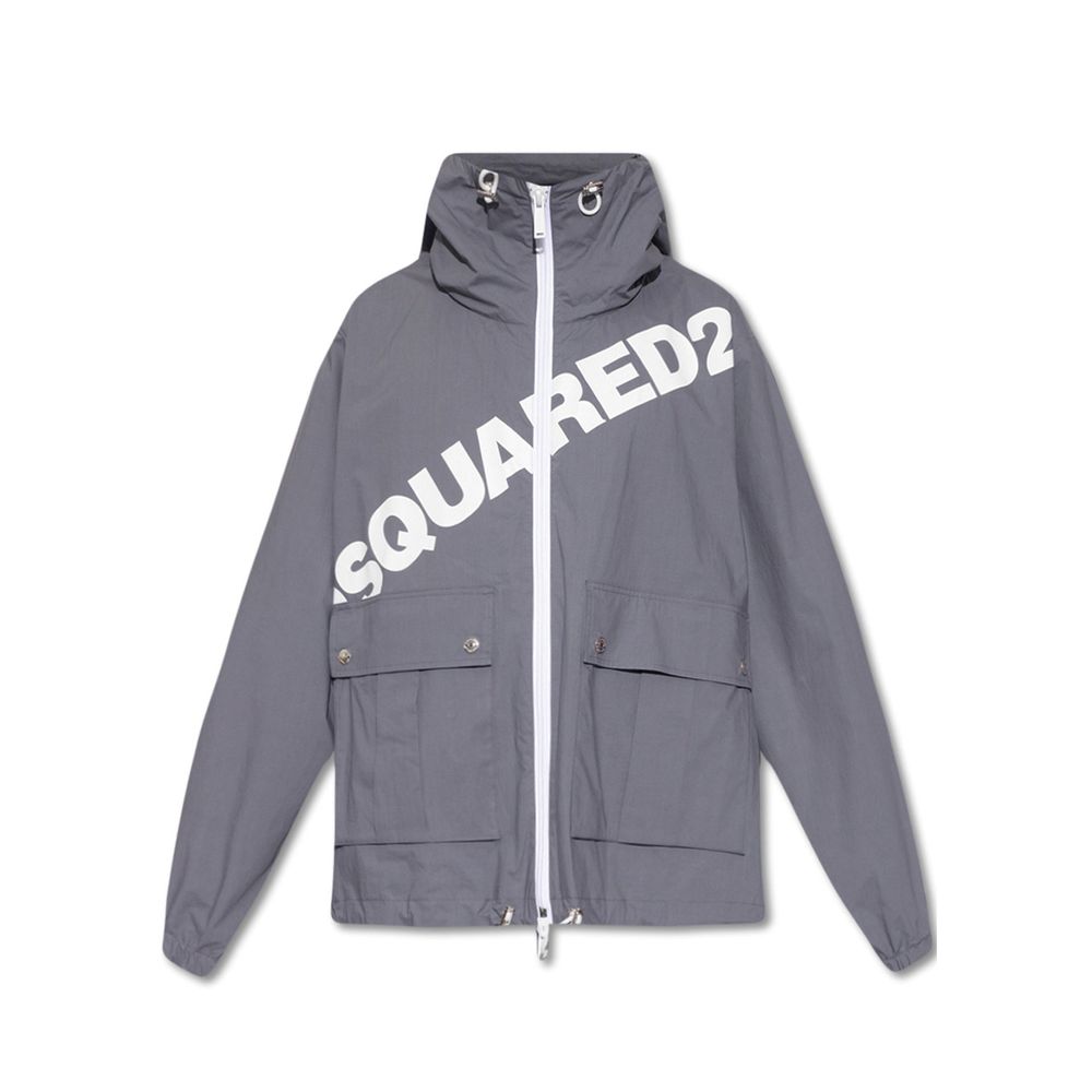 Graue Baumwoll-Shell-Jacke