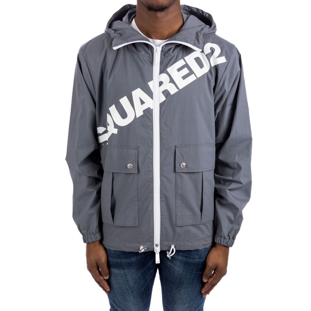 Graue Baumwoll-Shell-Jacke