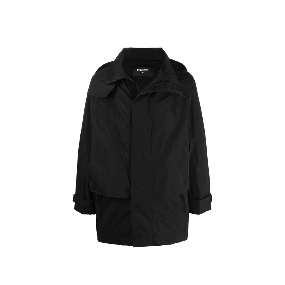 Schwarze Nylon-Shell-Jacke