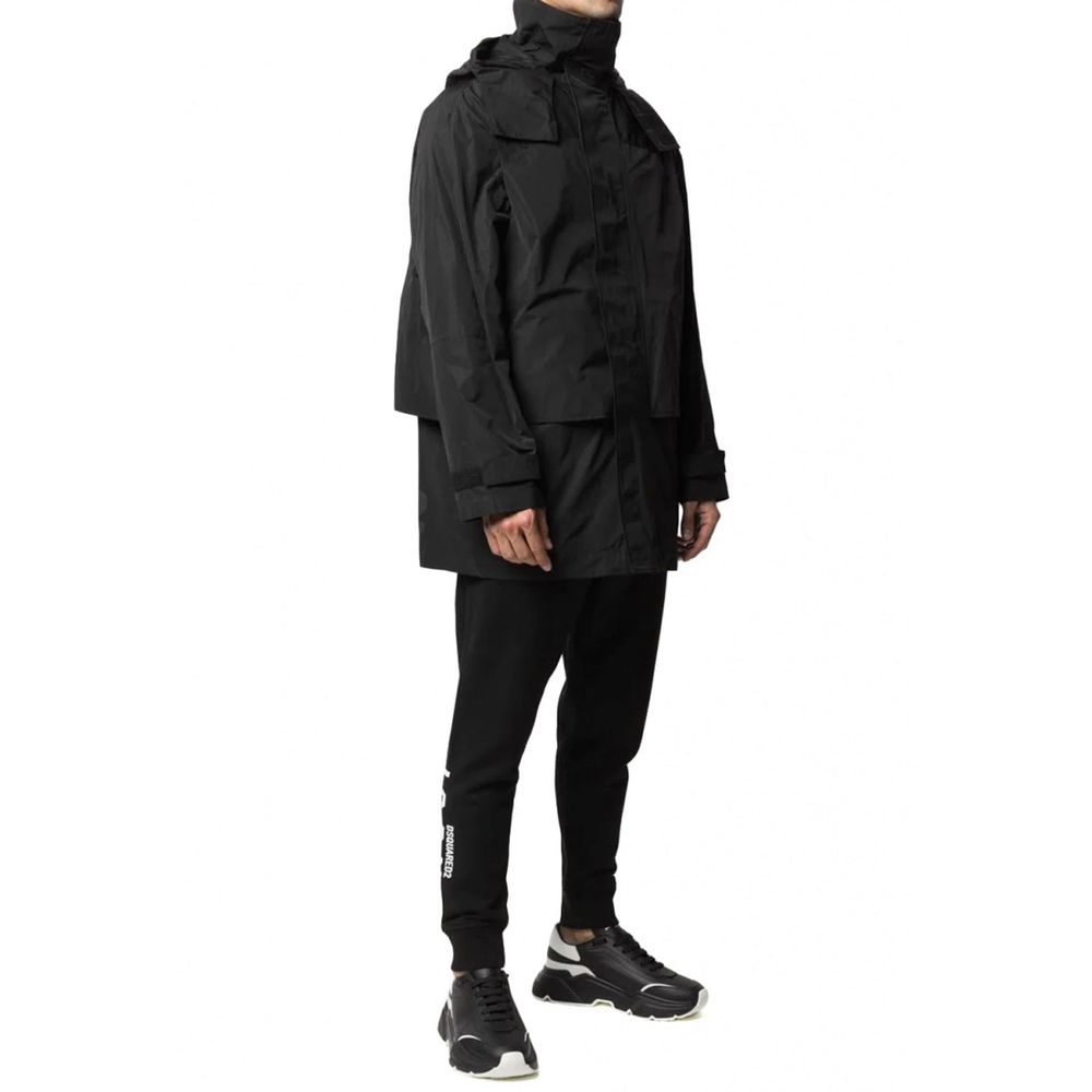 Schwarze Nylon-Shell-Jacke