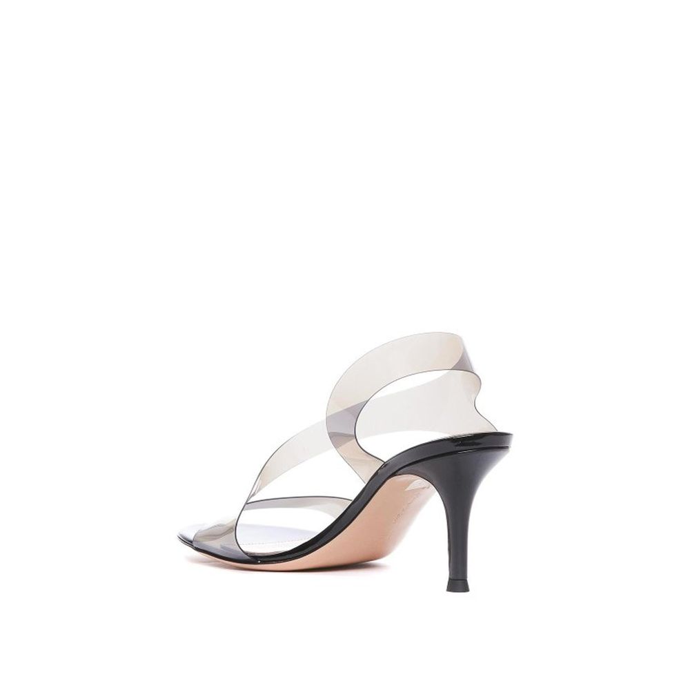 Black Rubber Stiletto Heel Sandals