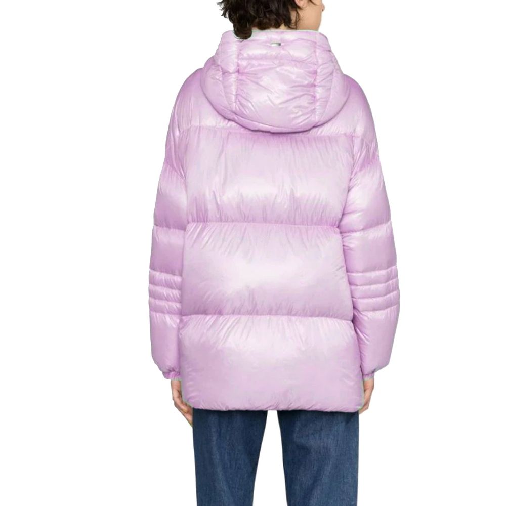 Mehrfarbige Polyamid-Jacke in voller Länge