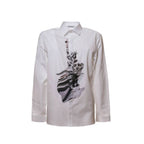 Camicia di cotone fantasia bianca