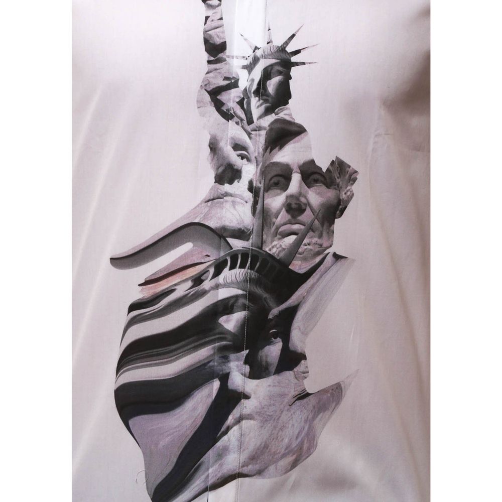 Camicia di cotone fantasia bianca