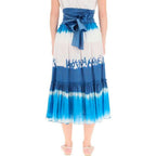 Blue Cotton Midi Skirt