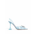 Blaue Pumps aus Plexiglas mit hohem Absatz