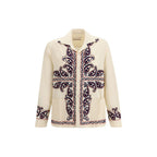 Beige Seidenhemd mit Muster