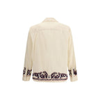 Beige Seidenhemd mit Muster