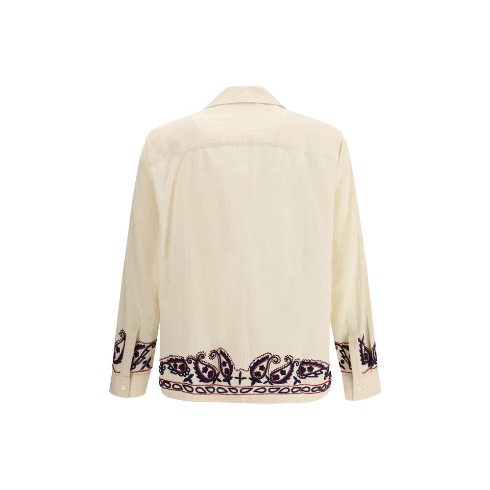 Beige Seidenhemd mit Muster