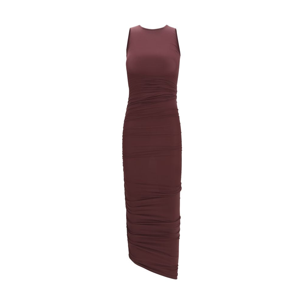 Bordeauxfarbenes Freizeitkleid aus Polyamid