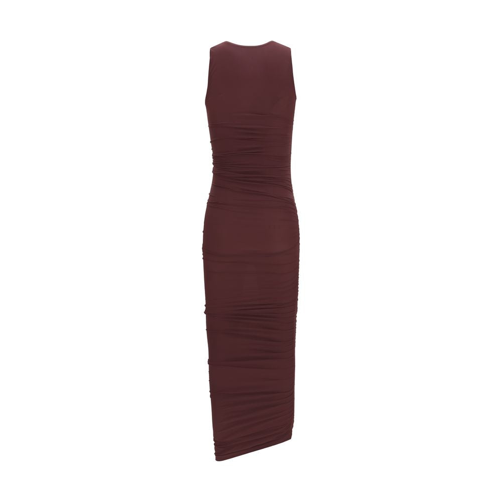 Bordeauxfarbenes Freizeitkleid aus Polyamid