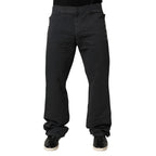 Schwarze Straight Fit Mid Waist Jeans aus Denim