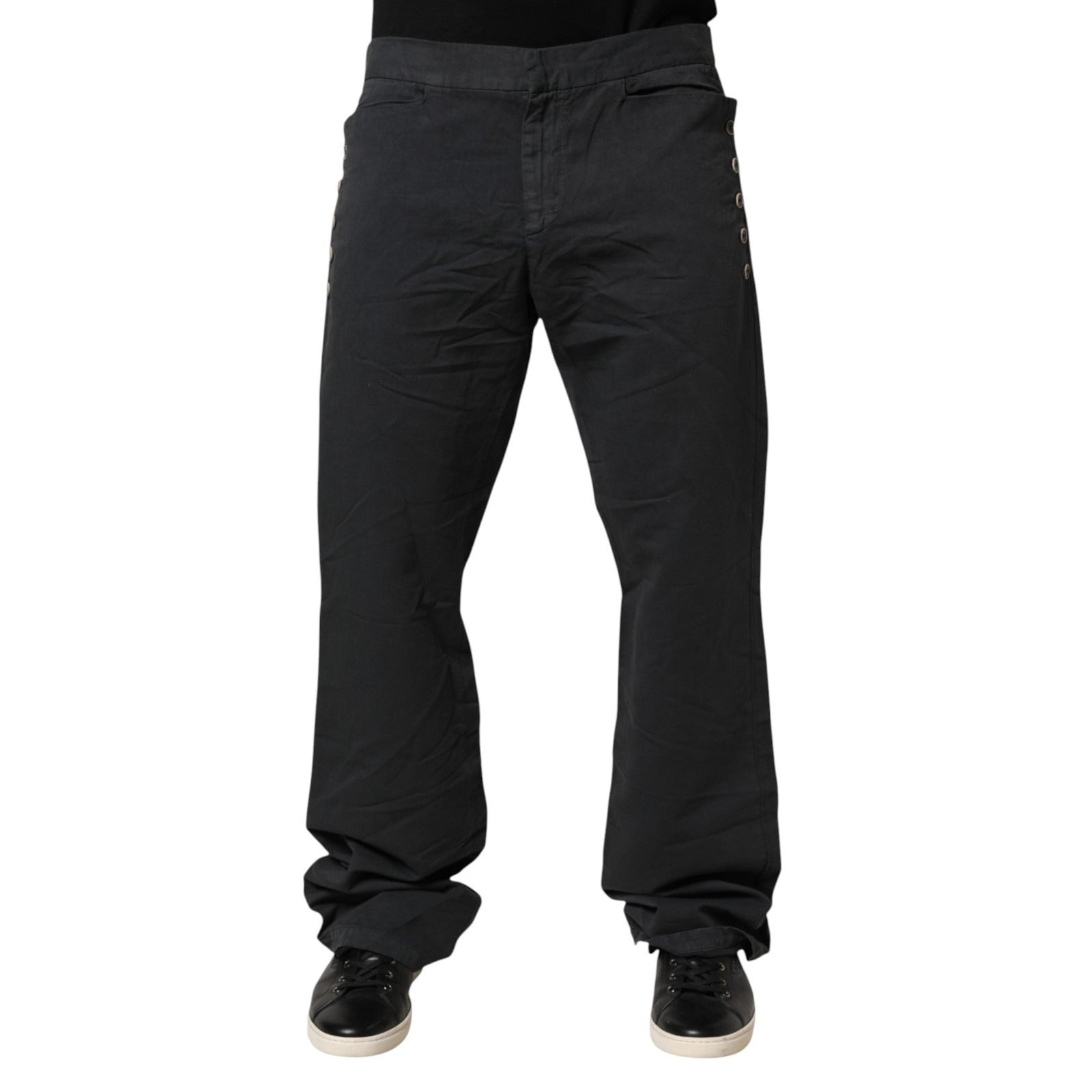 Schwarze Straight Fit Mid Waist Jeans aus Denim