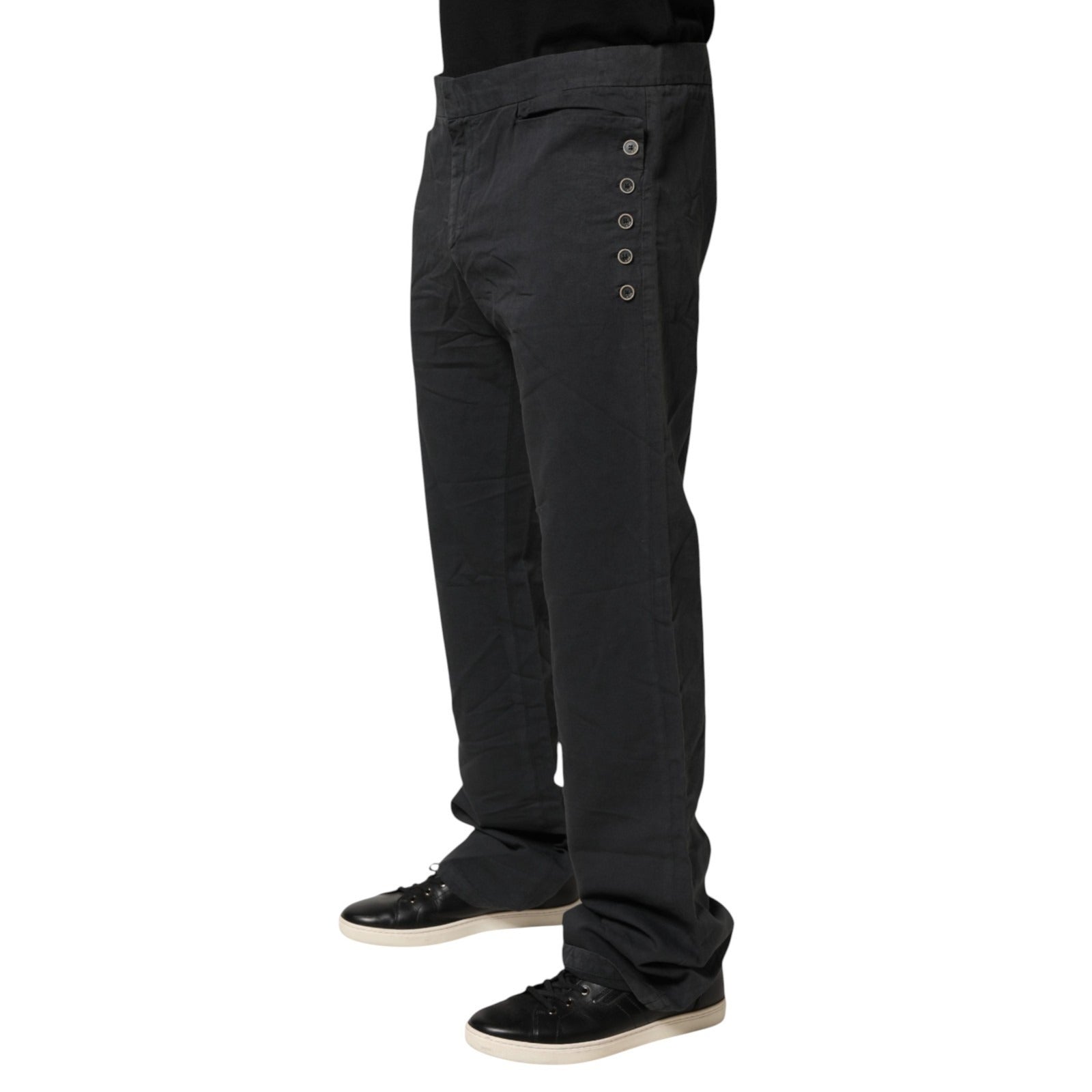 Schwarze Straight Fit Mid Waist Jeans aus Denim