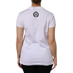 Weißes Baumwoll-T-Shirt mit V-Ausschnitt und kurzen Ärmeln
