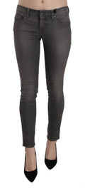 Graue Jeans mit niedriger Taille und Washed-Effekt