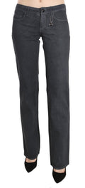 Gray Low Waist Straight Denim Pants Jeans