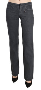 Gray Low Waist Straight Denim Pants Jeans