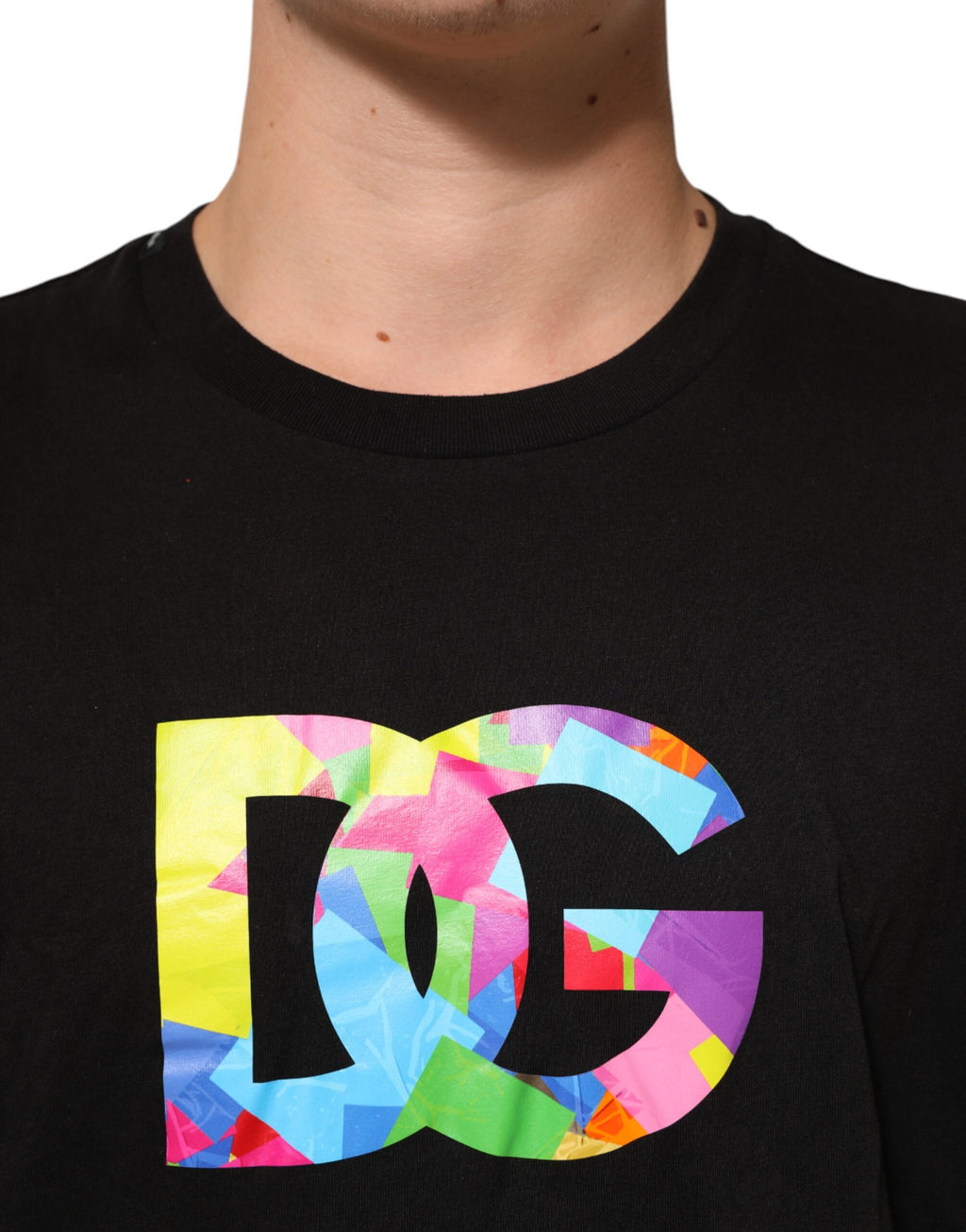 T-shirt girocollo in cotone con stampa logo nera