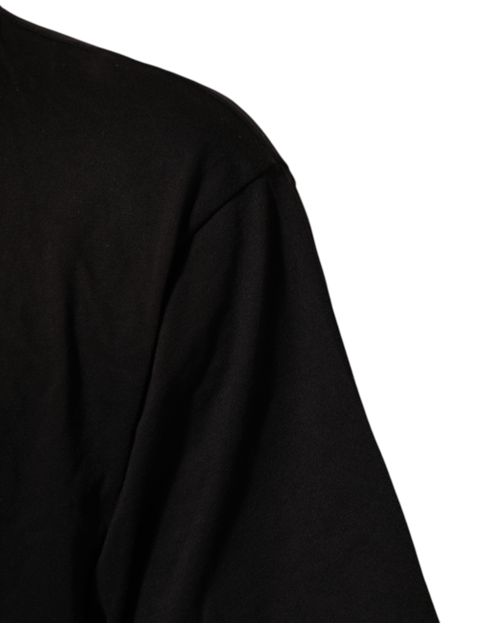 T-shirt girocollo in cotone con stampa logo nera