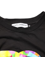T-shirt girocollo in cotone con stampa logo nera