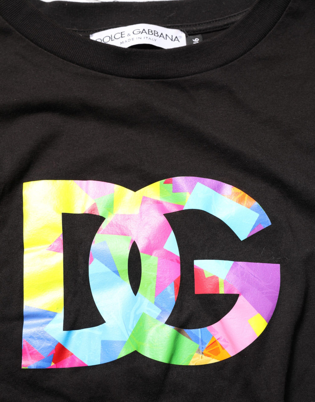 T-shirt girocollo in cotone con stampa logo nera