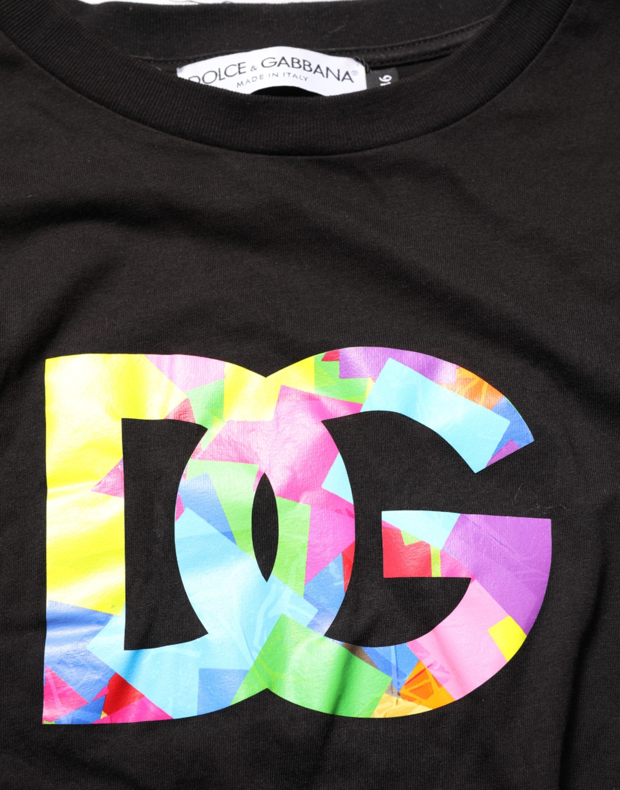 T-shirt girocollo in cotone con stampa logo nera