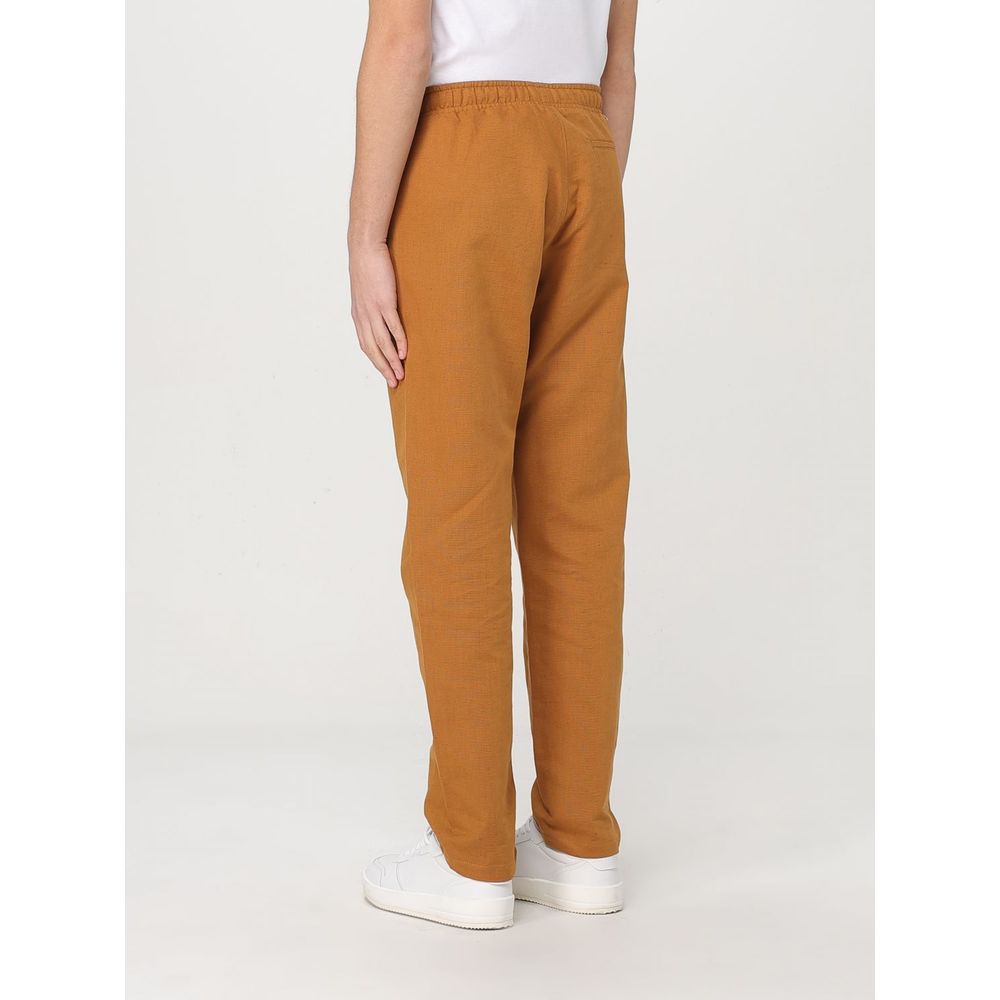 Pantalone casual in lino marrone