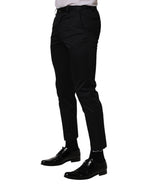Dark Blue Cotton Skinny Dress Trouser Pants