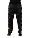 Schwarze Chino-Hose mit geradem Bein und Blumenmuster