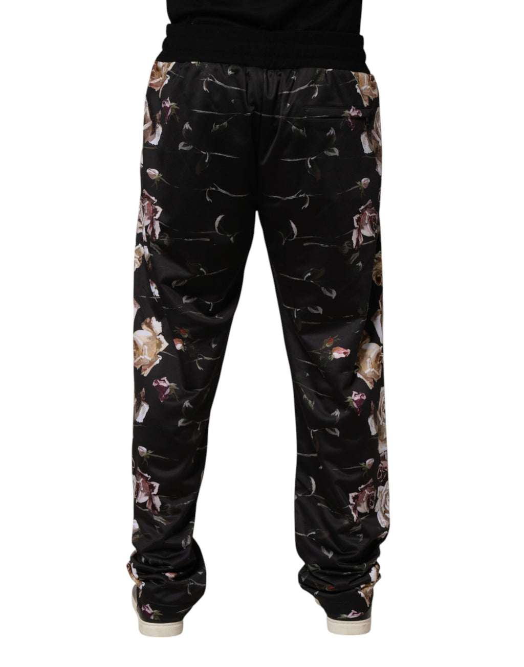 Schwarze Chino-Hose mit geradem Bein und Blumenmuster
